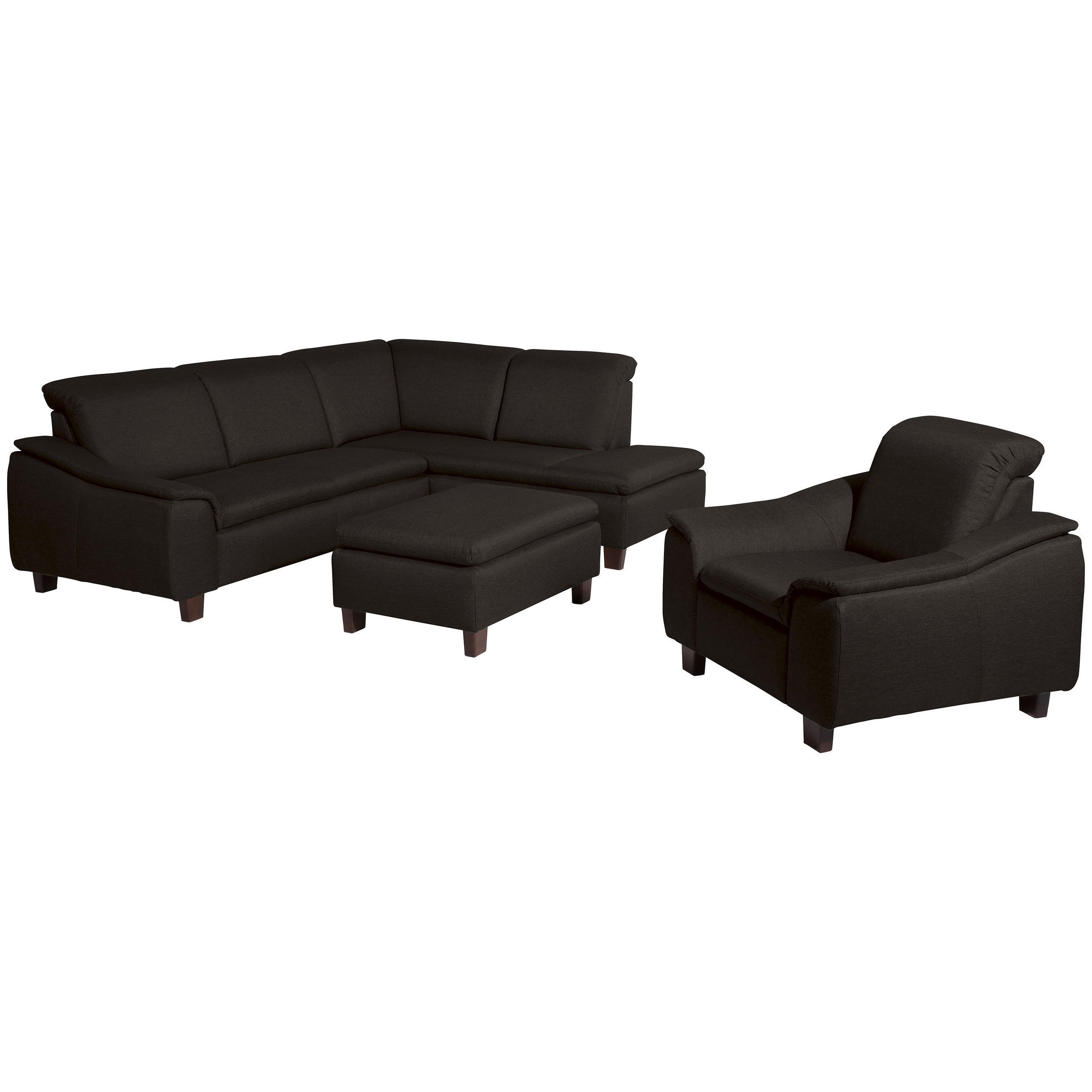 ECKSOFA in Flachgewebe Dunkelbraun  - Dunkelbraun/Nussbaumfarben, Design, Holz/Textil (247/187cm) - Max Winzer