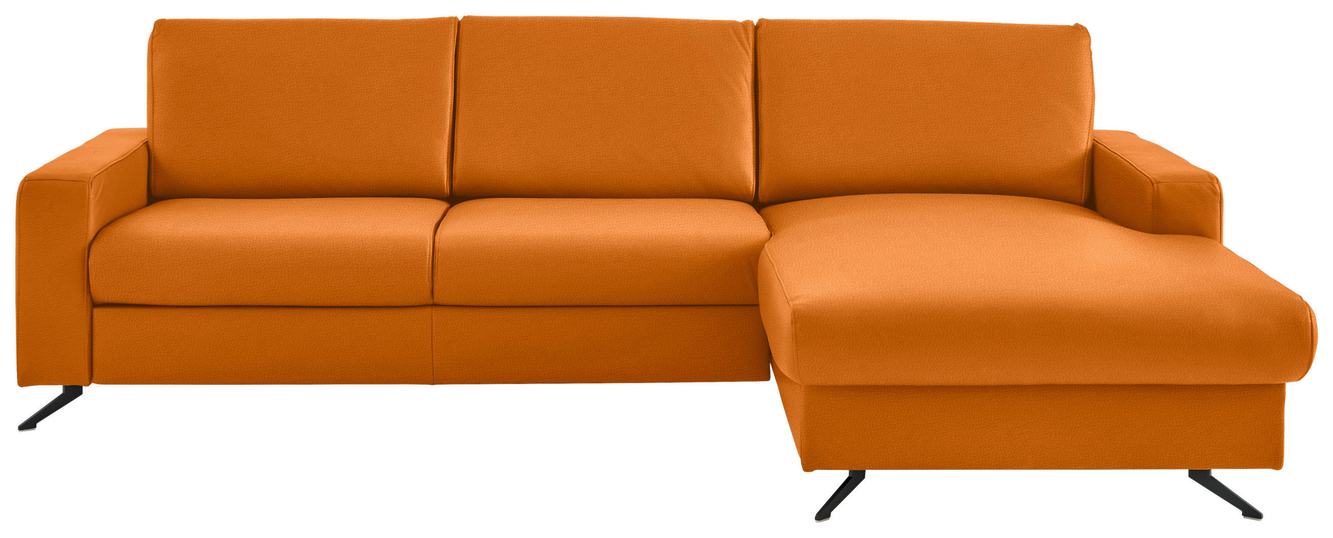 ECKSOFA in Echtleder Orange  267/165 cm  - Schwarz/Orange, Design, Leder/Metall (267/165cm) - Beldomo Premium