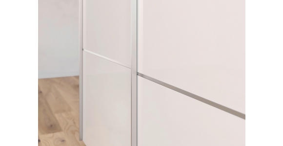 SCHWEBETÜRENSCHRANK 301/223/68 cm 3-türig Schwarz, Weiß  - Alufarben/Schwarz, KONVENTIONELL, Glas/Holzwerkstoff (301/223/68cm) - Novel