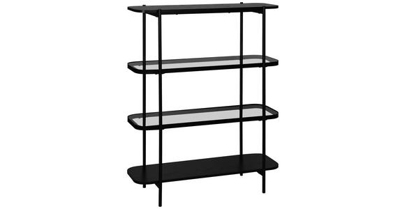 REGAL Grau, Schwarz - Schwarz/Grau, Trend, Glas/Holzwerkstoff (90/120/34cm) - Xora