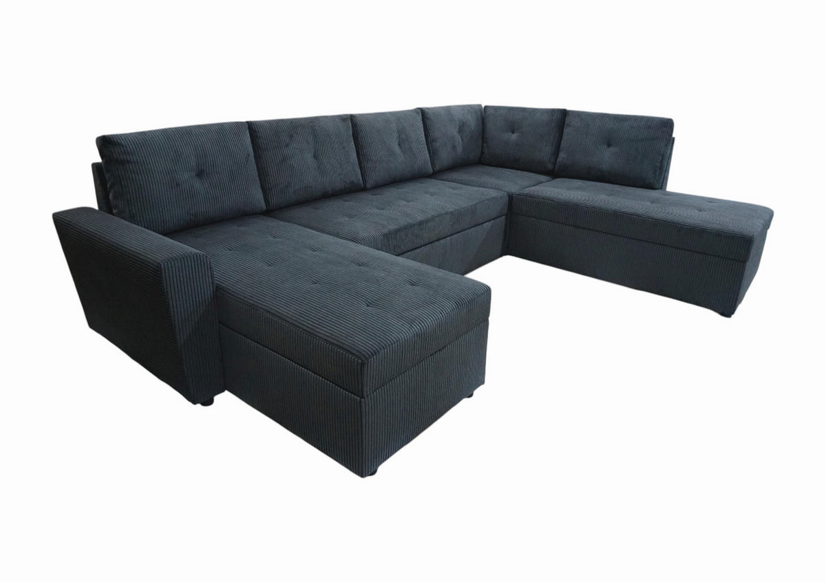 WOHNLANDSCHAFT TERMOLI Anthrazit Cord  - Anthrazit/Schwarz, Design, Kunststoff/Textil (212/297/155cm) - MID.YOU