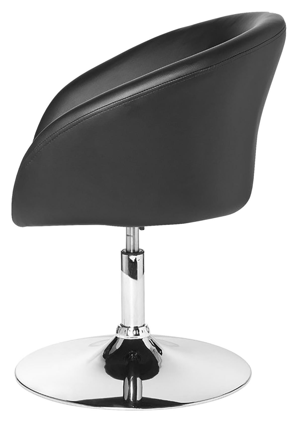 Drehstuhl Relaxsessel  in Lederlook  - Chromfarben/Schwarz, Modern, Textil/Metall (62/84/55cm) - MID.YOU