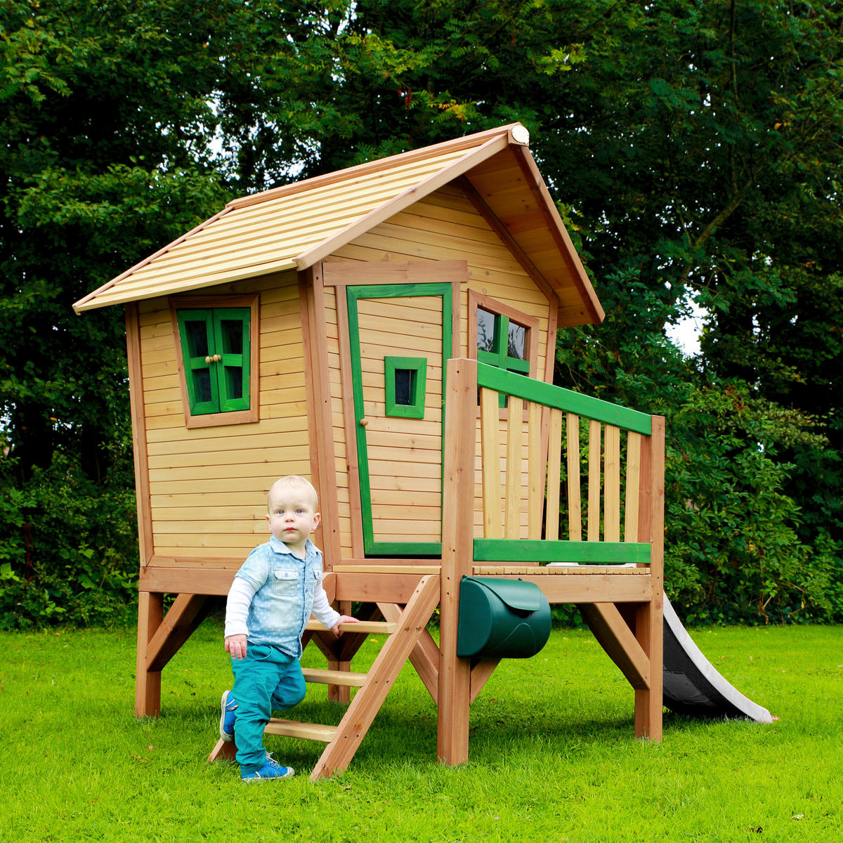 SPIELHAUS 264/203/177 cm  - Braun/Weiß, KONVENTIONELL, Holz/Kunststoff (264/203/177cm) - Ambia Garden