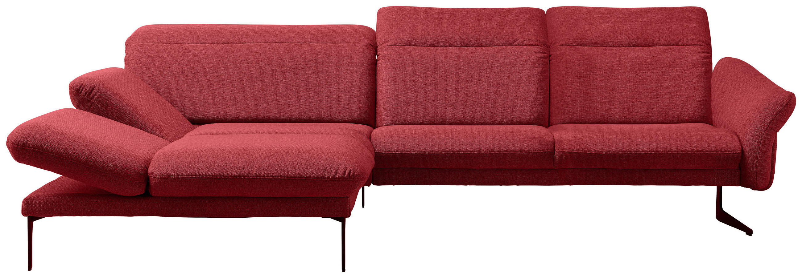 ECKSOFA in Webstoff Rot  - Anthrazit/Rot, Design, Textil/Metall (203/299cm) - Himolla