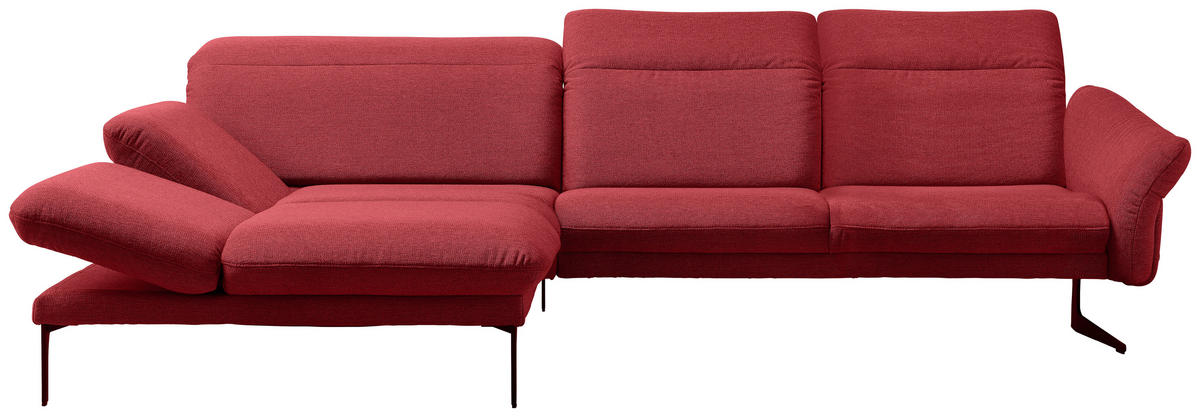 ECKSOFA in Webstoff Rot  - Anthrazit/Rot, Design, Textil/Metall (203/299cm) - Himolla