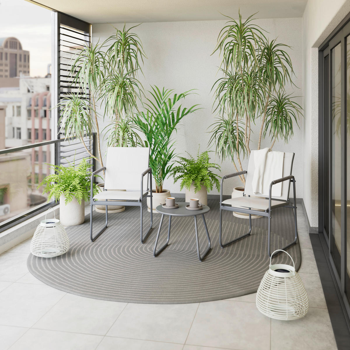 BALKONSET  3-teilig  - Grau, MODERN, Textil/Metall (49.5/83.5/60cm) - Ambia Garden