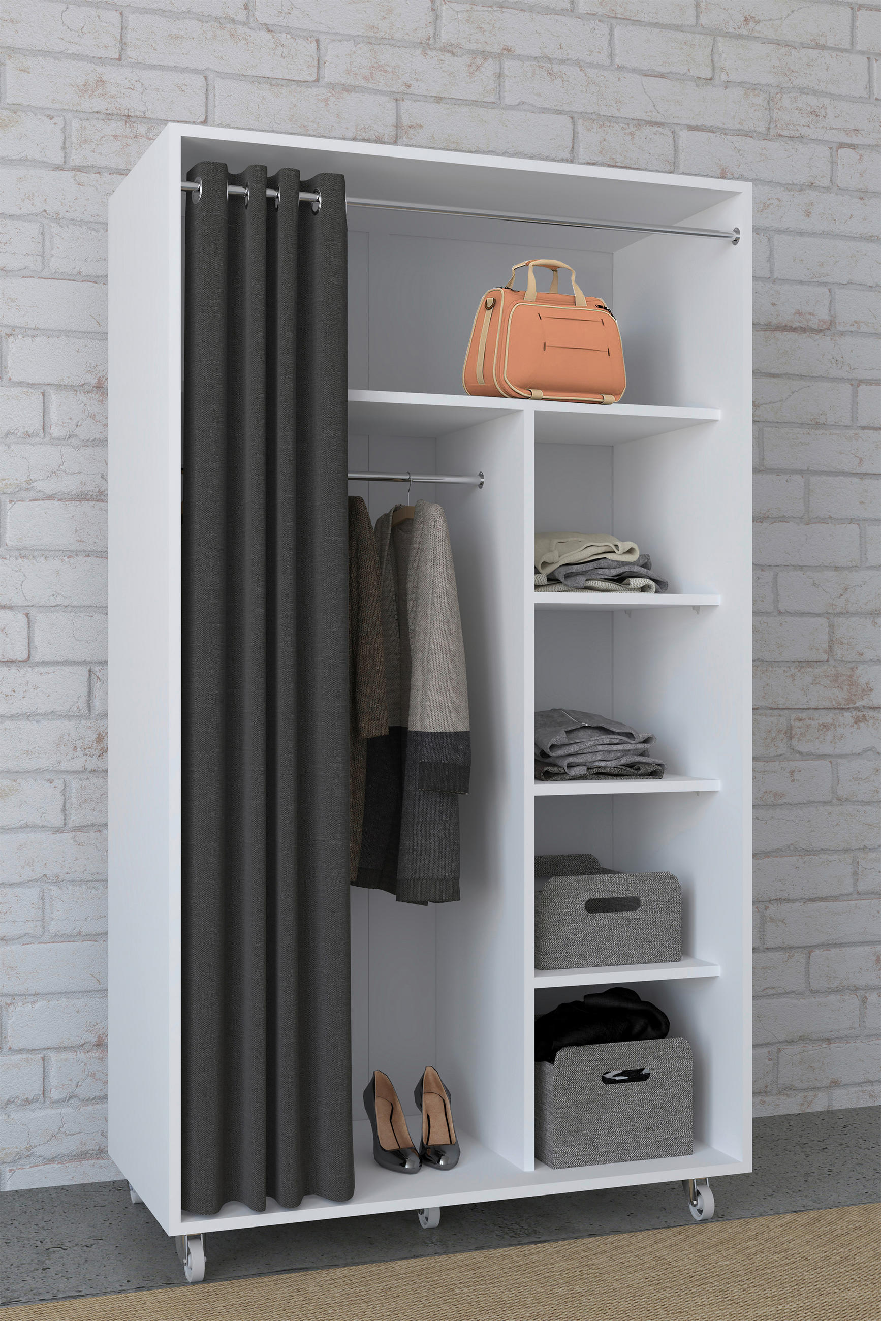 GARDEROB 101/175/51 cm  - vit/grå, Design, trämaterial/plast (101/175/51cm) - MID.YOU