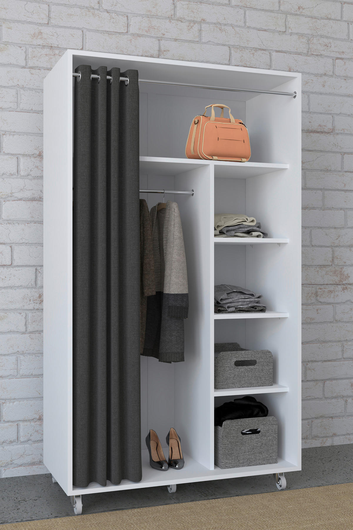 KLEIDERSCHRANK 101/175/51 cm Weiß  - Weiß/Grau, Design, Holzwerkstoff/Kunststoff (101/175/51cm) - MID.YOU