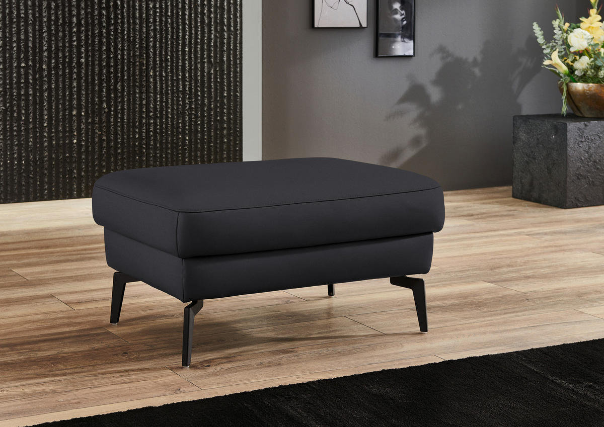 3-SITZER-SOFA in Echtleder Anthrazit  - Anthrazit/Schwarz, Design, Leder/Metall (224/88/100cm) - Valdera