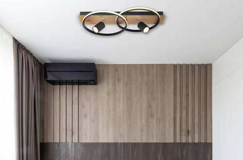 LED-DECKENLEUCHTE 62/32/16,5 cm   - Dunkelbraun/Opal, Design, Holz/Kunststoff (62/32/16,5cm) - Globo
