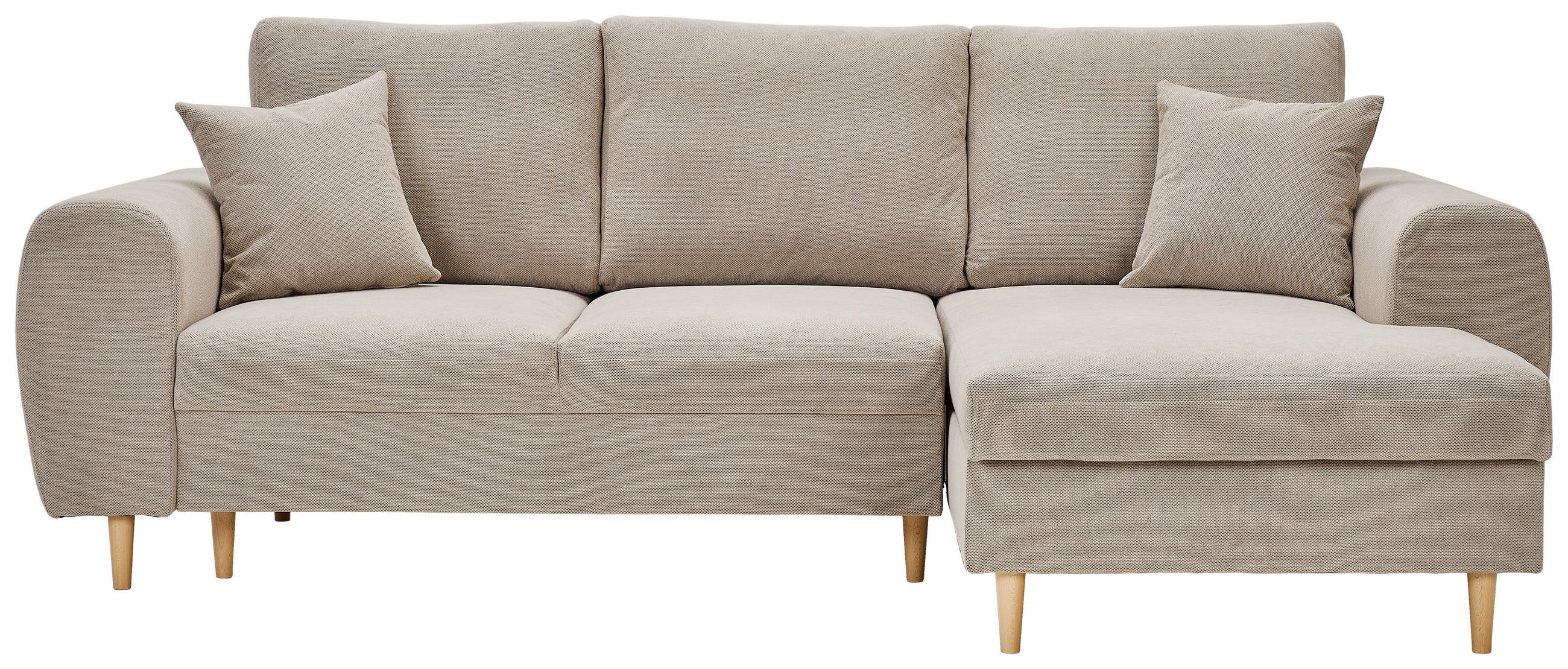 ECKSOFA Beige Webstoff  - Beige/Schwarz, KONVENTIONELL, Holz/Textil (250/145cm) - Carryhome