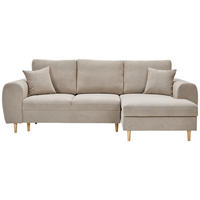 ECKSOFA in Webstoff Beige  - Beige/Naturfarben, Konventionell, Holz/Textil (250/145cm) - MID.YOU