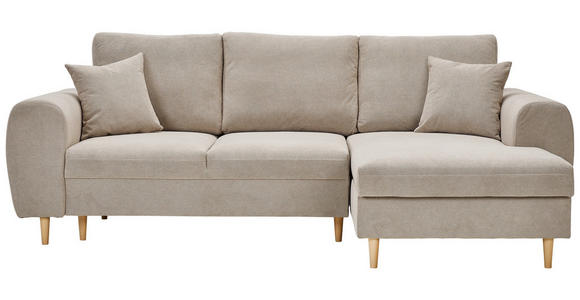 ECKSOFA in Webstoff Beige 250/145 cm - Beige/Naturfarben, KONVENTIONELL, Holz/Textil (250/145cm) - Carryhome