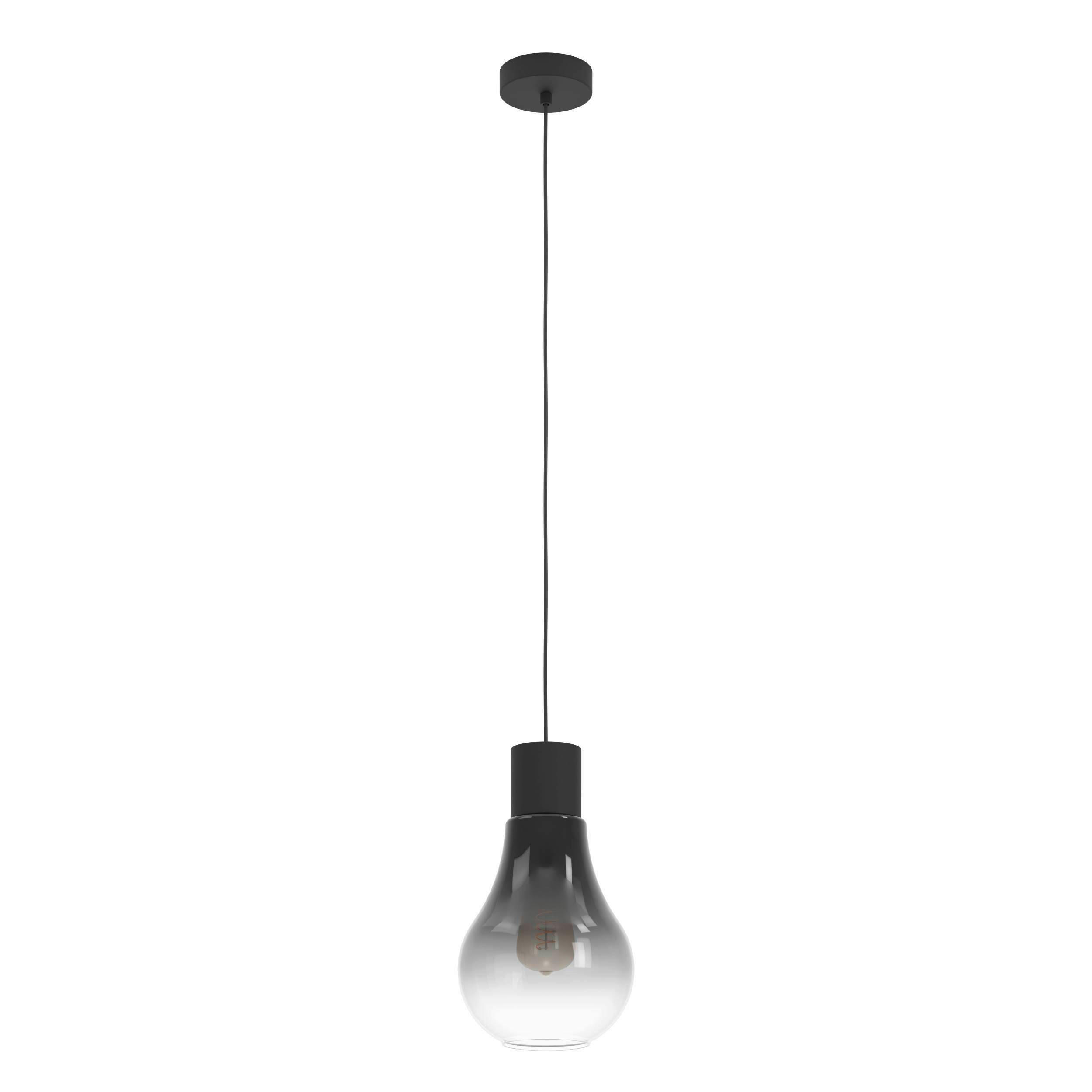 HÄNGELEUCHTE 20/110 cm   - Schwarz/Grau, KONVENTIONELL, Glas/Metall (20/110cm) - Eglo
