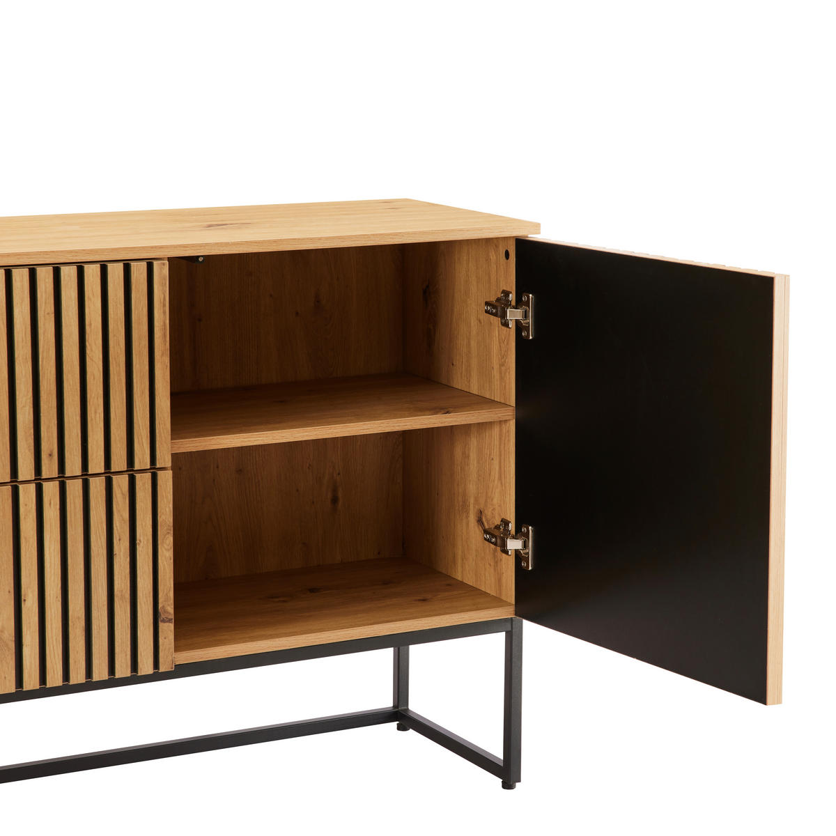 SIDEBOARD  213/80/40 cm 2 Schublade(n)  - Schwarz/Eiche Artisan, MODERN, Holzwerkstoff/Metall (213/80/40cm) - Xora