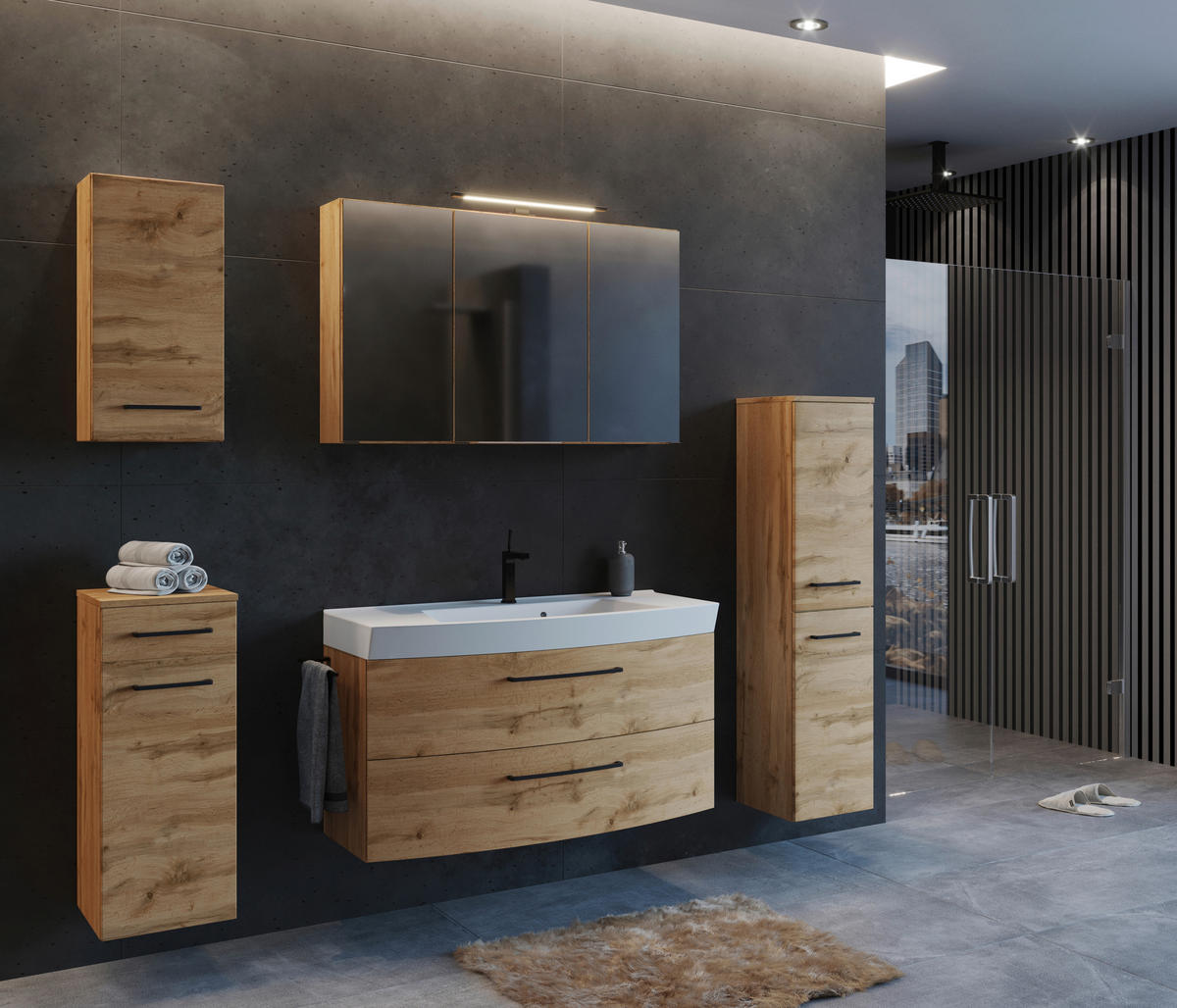 SPIEGELSCHRANK 100/64/20 cm  - Eichefarben, MODERN, Glas/Holzwerkstoff (100/64/20cm) - Held