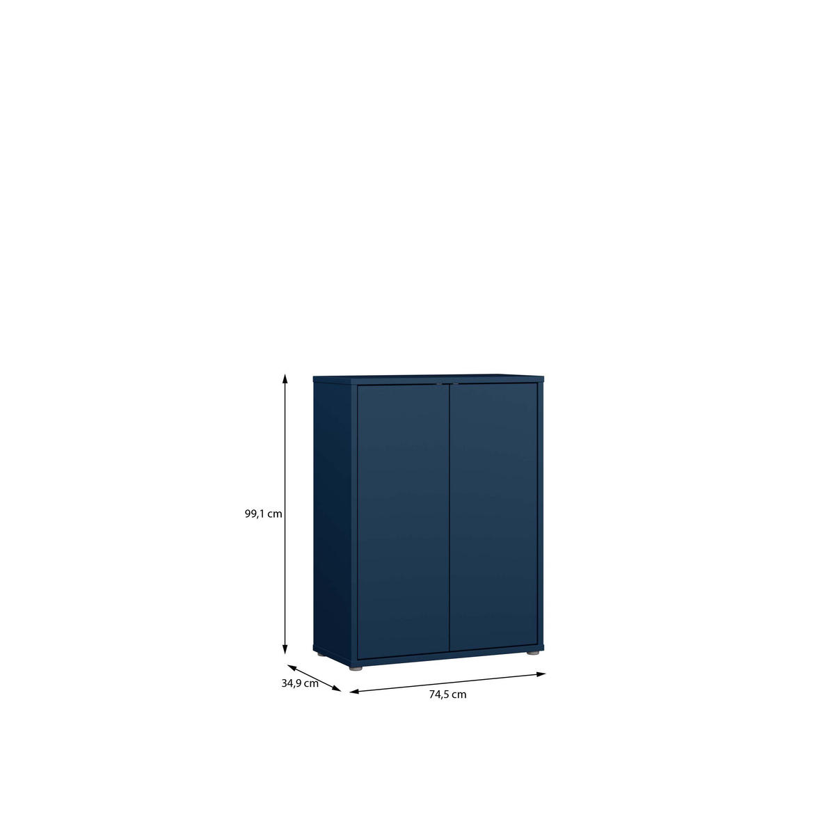 SCHUHSCHRANK Dunkelblau  - Dunkelblau/Grau, MODERN, Holzwerkstoff/Kunststoff (74,5/99,1/34,9cm) - Modern Living