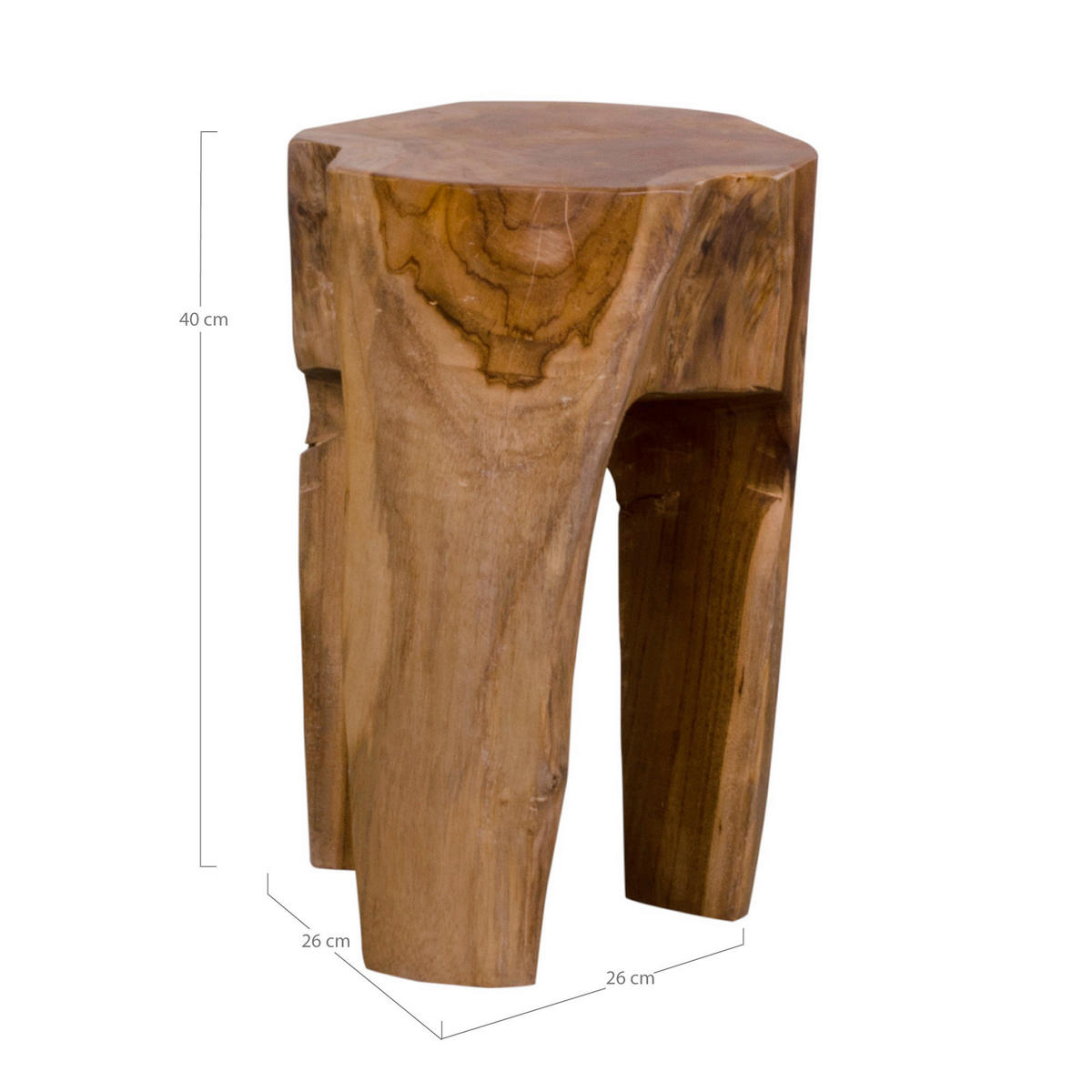 BEISTELLTISCH 26/26/40 cm Rose Teakholz massiv Teakfarben  - Teakfarben, Design, Holz (26/26/40cm) - MID.YOU