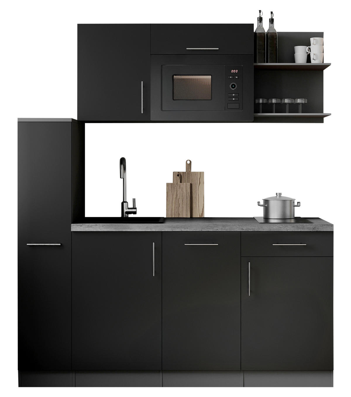MODULKÖK 175 cm   i svart  - svart/grå, Trend, metall/trämaterial (175cm) - Respekta