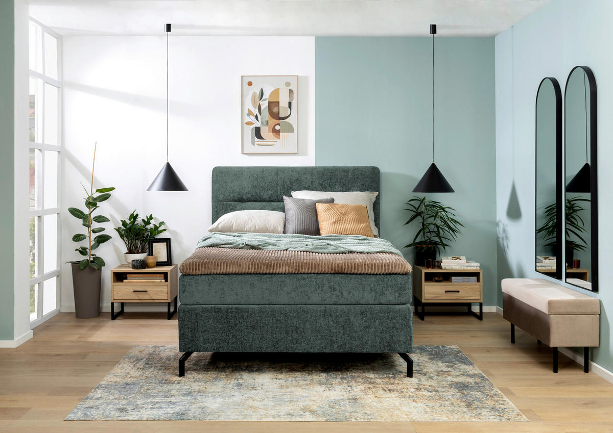 BOXSPRINGBETT 140/200 cm  in Dunkelgrau  - Dunkelgrau/Schwarz, Design, Textil/Metall (140/200cm) - Esposa