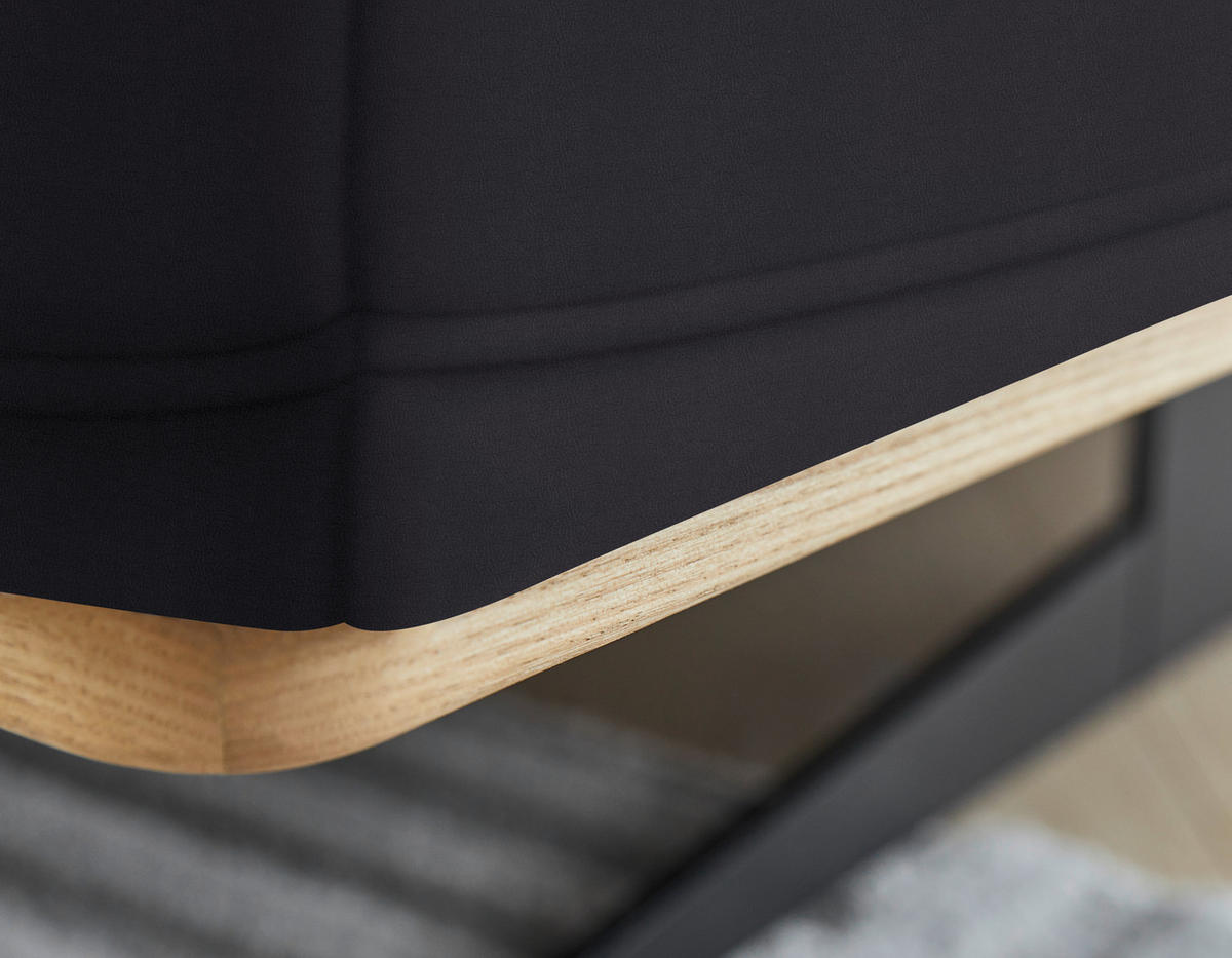 ECKSOFA in Echtleder Dunkelbraun  - Eichefarben/Dunkelbraun, Design, Leder/Holz (305/163cm) - Novel