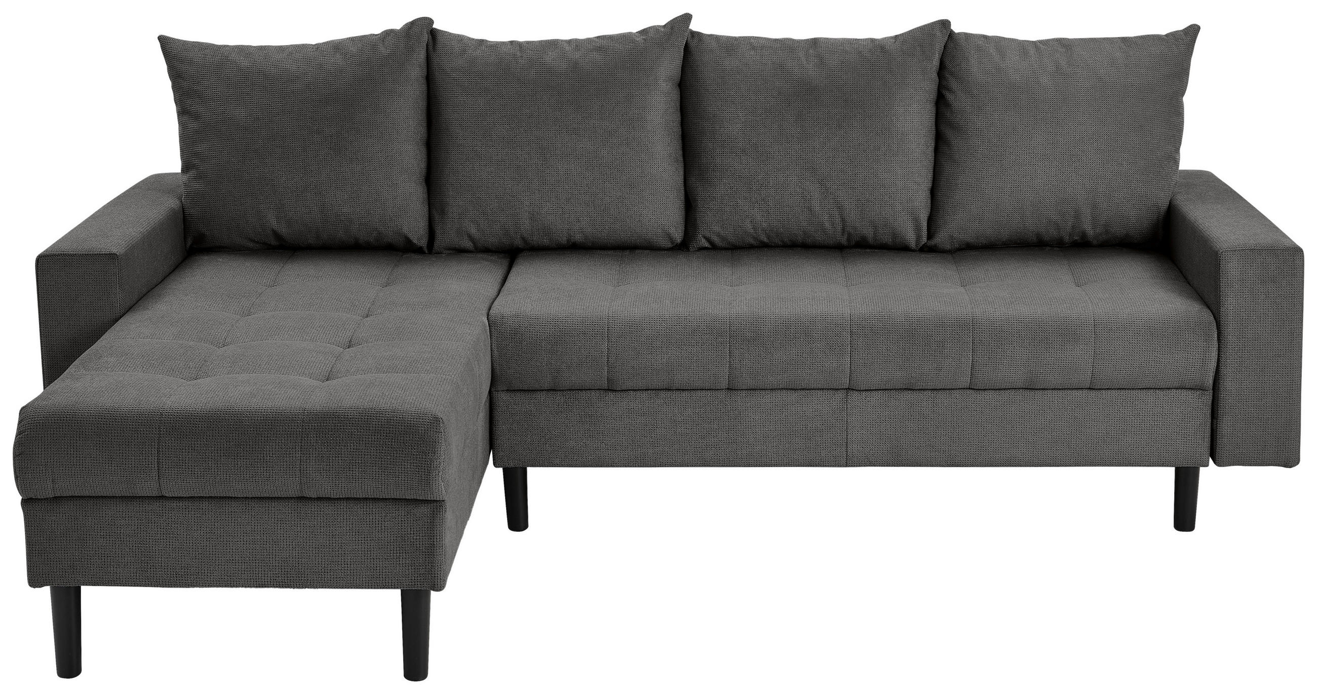 ECKSOFA in Webstoff Dunkelgrau  - Dunkelgrau/Schwarz, Konventionell, Kunststoff/Textil (157/231cm) - P & B