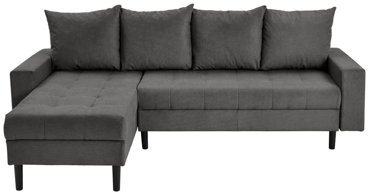 ECKSOFA in Webstoff Dunkelgrau  - Dunkelgrau/Schwarz, Konventionell, Kunststoff/Textil (157/231cm) - P & B