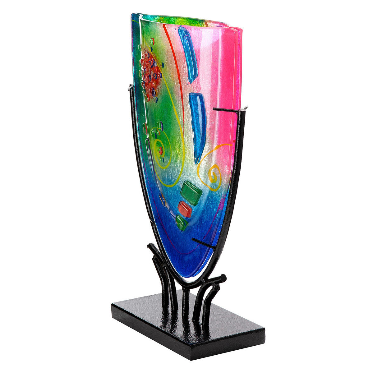 DEKOVASE  - Multicolor, Basics, Glas/Metall (22/34,5/9,5cm)