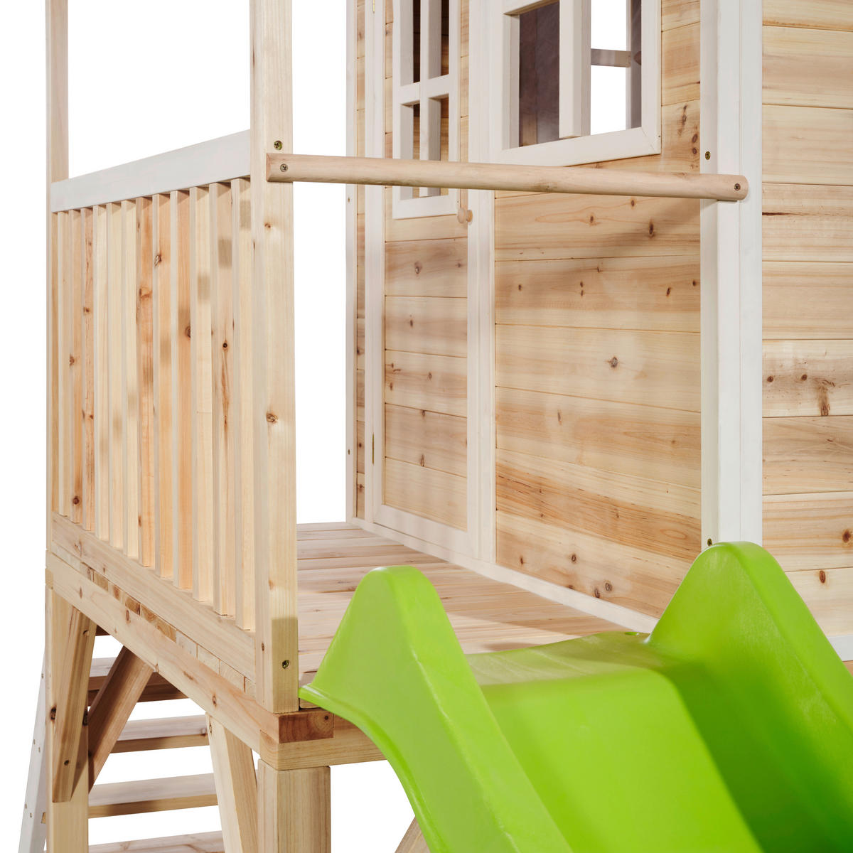 SPIELTURM  - Naturfarben/Hellgrün, KONVENTIONELL, Holz (391/190/269cm) - EXIT Toys