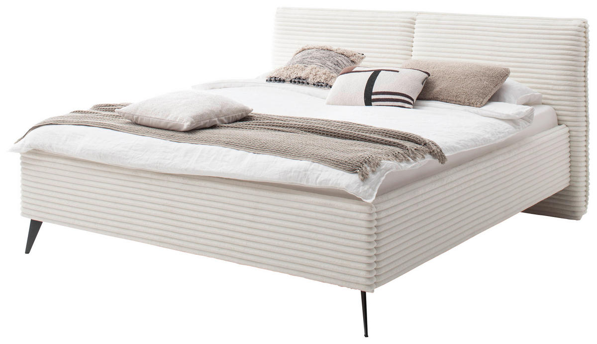 POLSTERBETT 180/200 cm  in Creme  - Creme/Schwarz, Trend, Textil/Metall (180/200cm) - MID.YOU