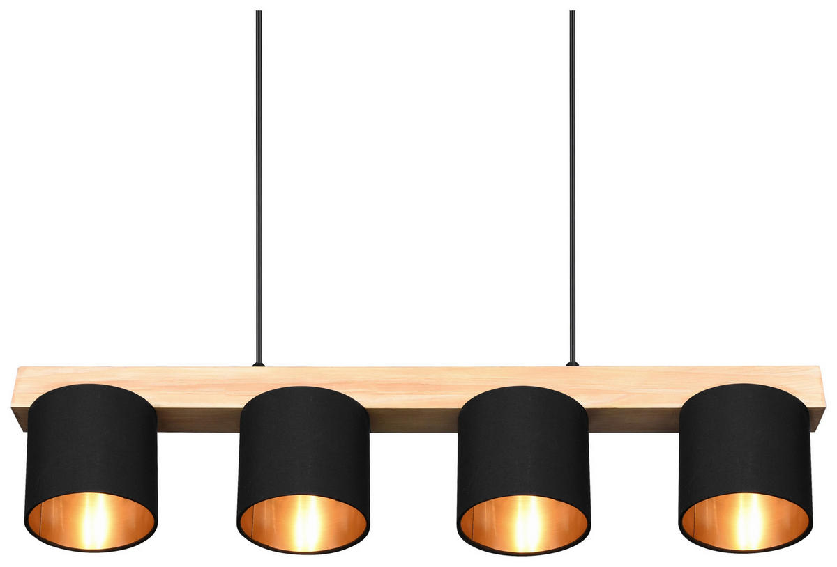 HÄNGELEUCHTE  75/150/12 cm   - Goldfarben/Schwarz, Design, Holz/Textil (75/150/12cm) - P & B