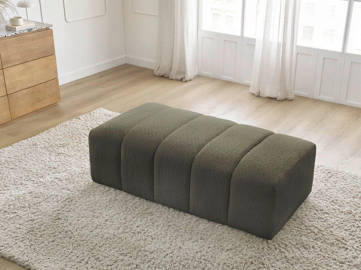 HOCKER ANNECY Bouclé Grün  - Schwarz/Grün, MODERN, Kunststoff/Textil (146/45/68cm)