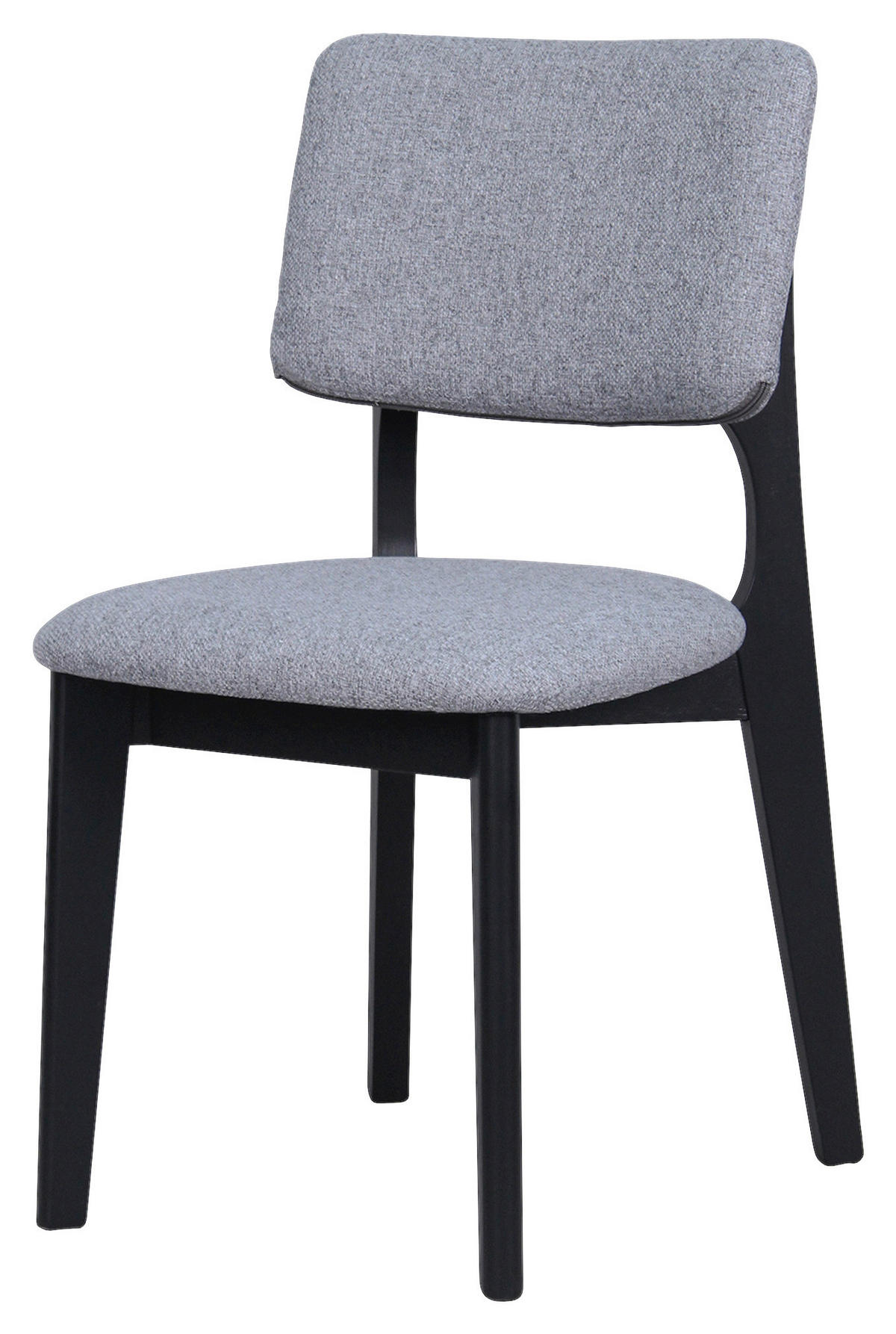STUHL-SET Webstoff Grau, Schwarz Kautschukholz massiv  - Schwarz/Grau, MODERN, Holz/Textil (48/87/54cm) - MID.YOU