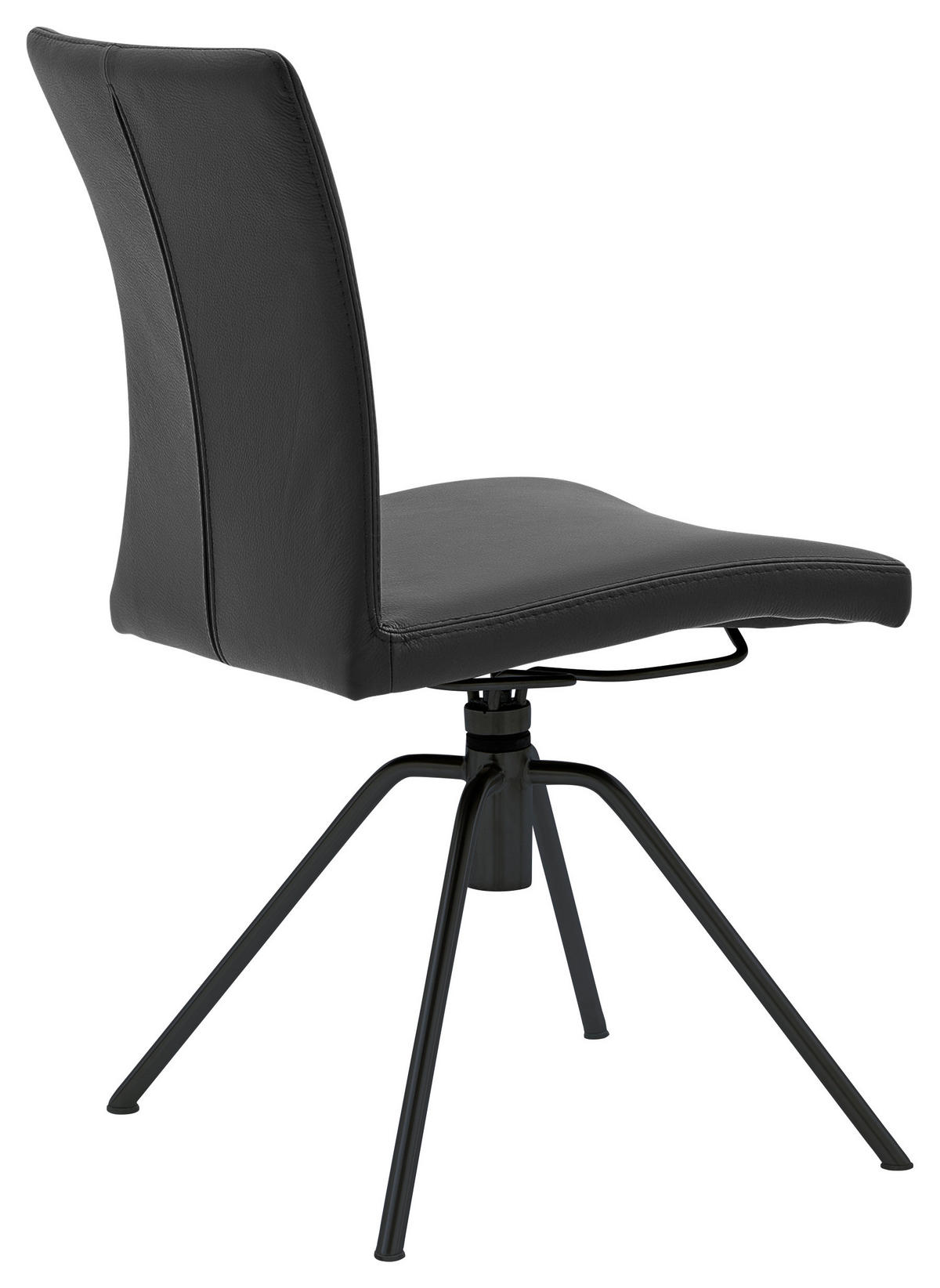 DREHSTUHL Schwarz  - Schwarz, Design, Leder/Metall (52/91/58cm) - Musterring