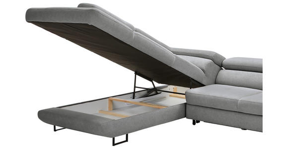 ECKSOFA in Webstoff Grau  - Schwarz/Grau, Design, Textil/Metall (235/280cm) - Hom`in