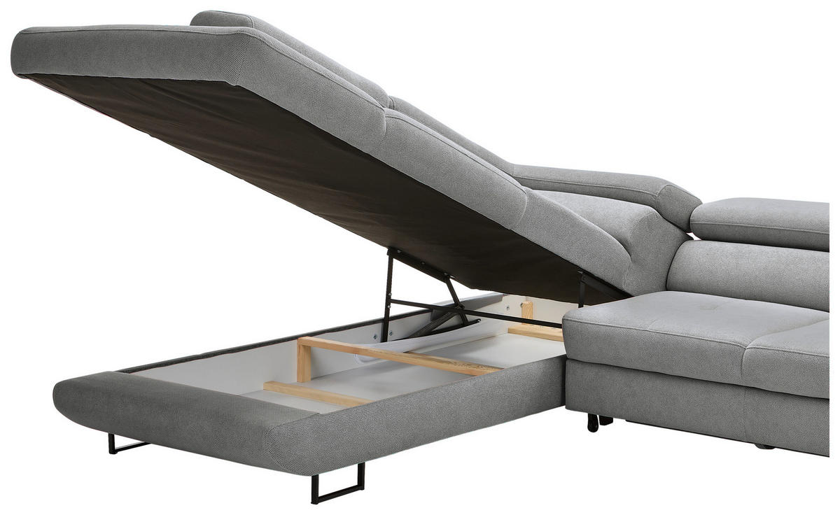 ECKSOFA in Webstoff Grau  - Schwarz/Grau, Design, Textil/Metall (235/280cm) - Hom`in