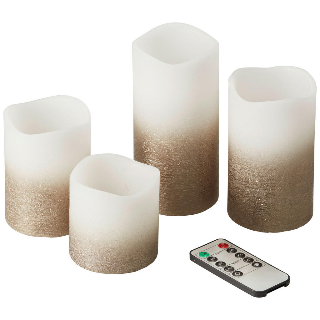 Led-kerzenset Dafina Gold/weiß M. Fernbedienung, 4er-Set