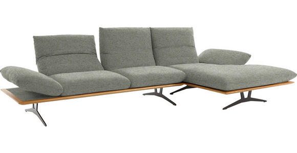 ECKSOFA in Flachgewebe Greige 314/159 cm - Greige/Schwarz, Design, Holz/Textil (314/159cm) - Dieter Knoll