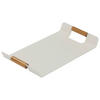 TABLETT Holz, Metall Teakholz  - Weiß/Teakfarben, Design, Holz/Metall (55/30cm) - Zebra 