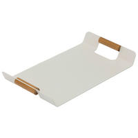 TABLETT Holz, Metall Teakholz  - Weiß/Teakfarben, Design, Holz/Metall (55/30cm) - Zebra 