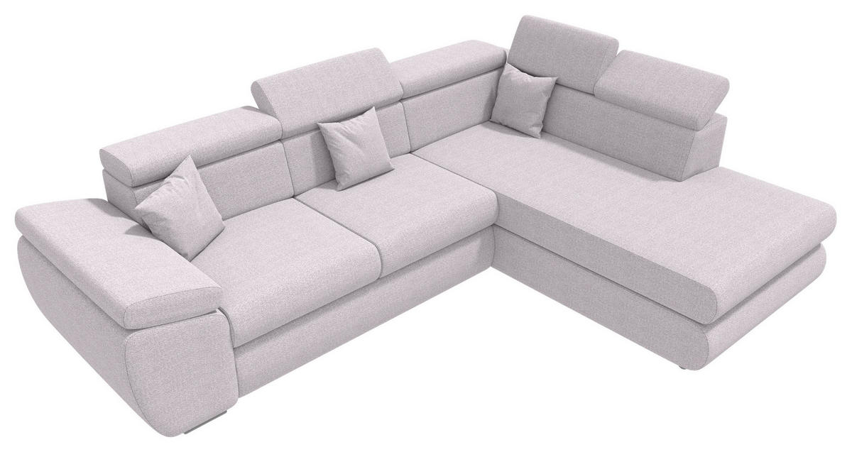 ECKSOFA Hellgrau Struktur  - Chromfarben/Hellgrau, KONVENTIONELL, Kunststoff/Textil (282/205cm) - Carryhome