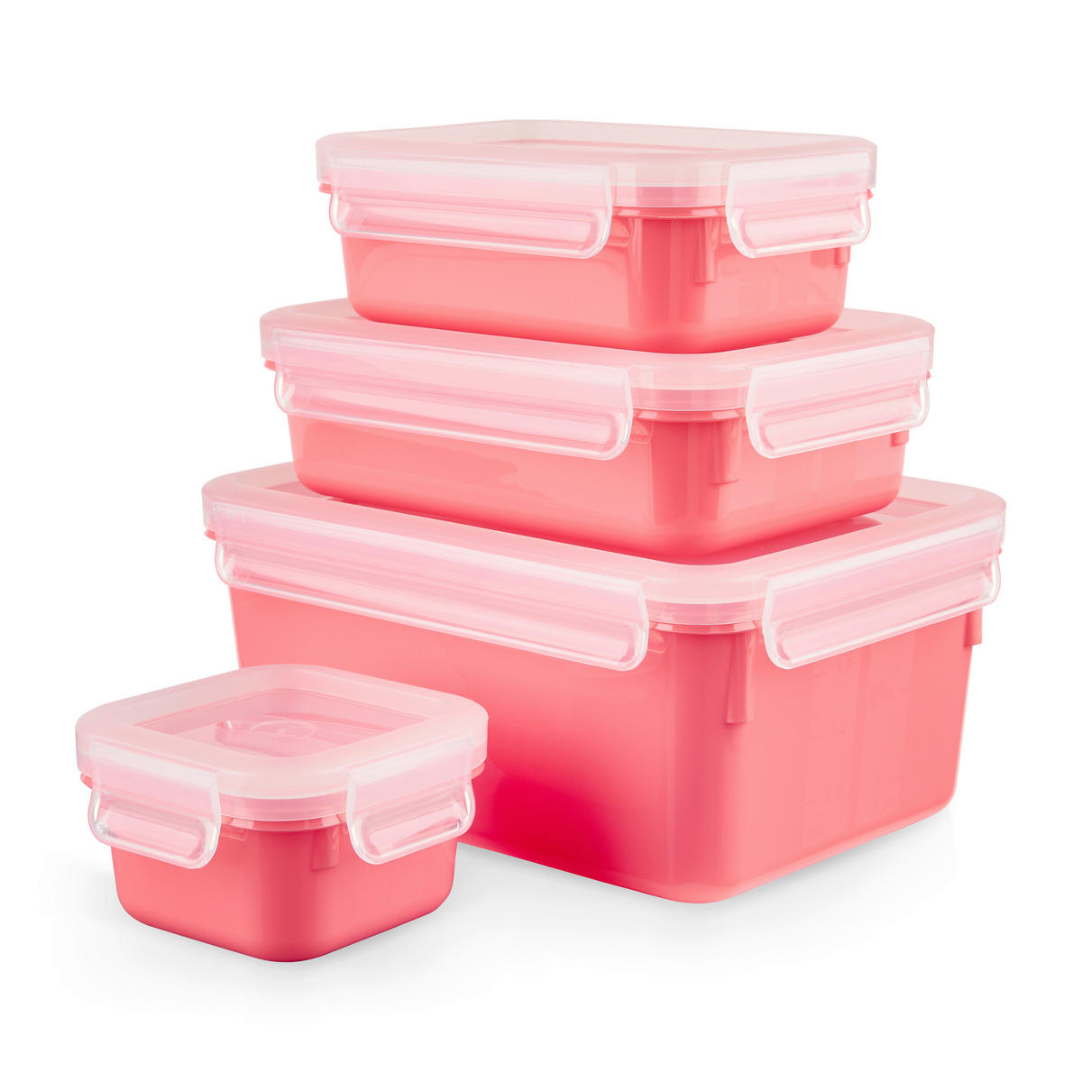 FRISCHHALTEDOSENSET CLIP & CLOSE COLOR EDITION 4-teilig  - Koralle/Transparent, Basics, Kunststoff (22,6/16,7/9,9cm) - Emsa