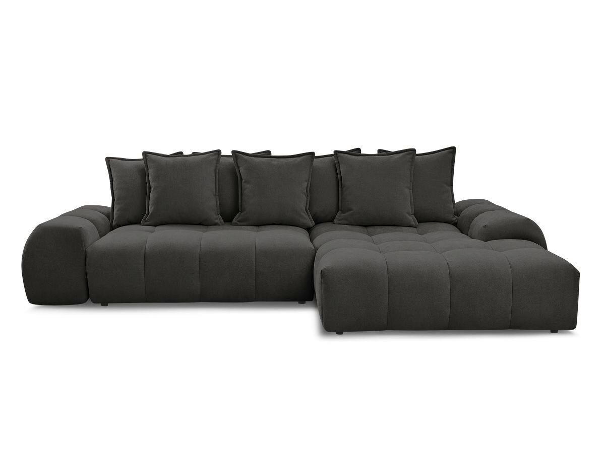 ECKSCHLAFSOFA EVEREST  mit Rücken echt, Armteil links, Armteil rechts Struktur Schwarz  - Schwarz, MODERN, Kunststoff/Textil (318/180cm) - Livetastic