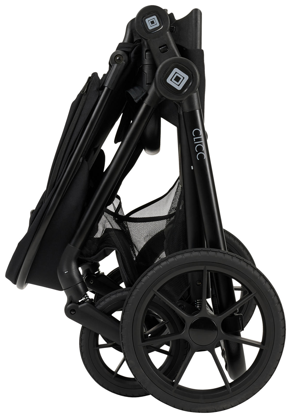 KINDERWAGENSET CLICC  - Schwarz, Basics, Textil/Metall (61/114/84cm) - Moon