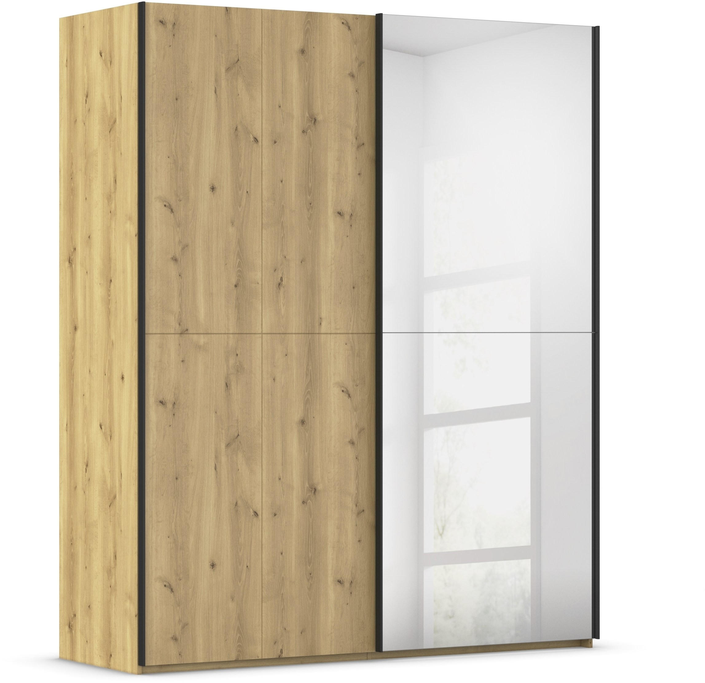 SCHWEBETÜRENSCHRANK 180/223/68 cm 2-türig Eichefarben  - Eichefarben/Schwarz, Design, Holz/Holzwerkstoff (180/223/68cm) - Novel