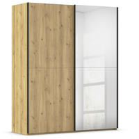 SCHWEBETÜRENSCHRANK 180/223/68 cm 2-türig Eichefarben  - Eichefarben/Schwarz, Design, Holz/Holzwerkstoff (180/223/68cm) - Novel