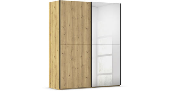 SCHWEBETÜRENSCHRANK 180/223/68 cm 2-türig Eichefarben  - Eichefarben/Schwarz, Design, Holz/Holzwerkstoff (180/223/68cm) - Novel