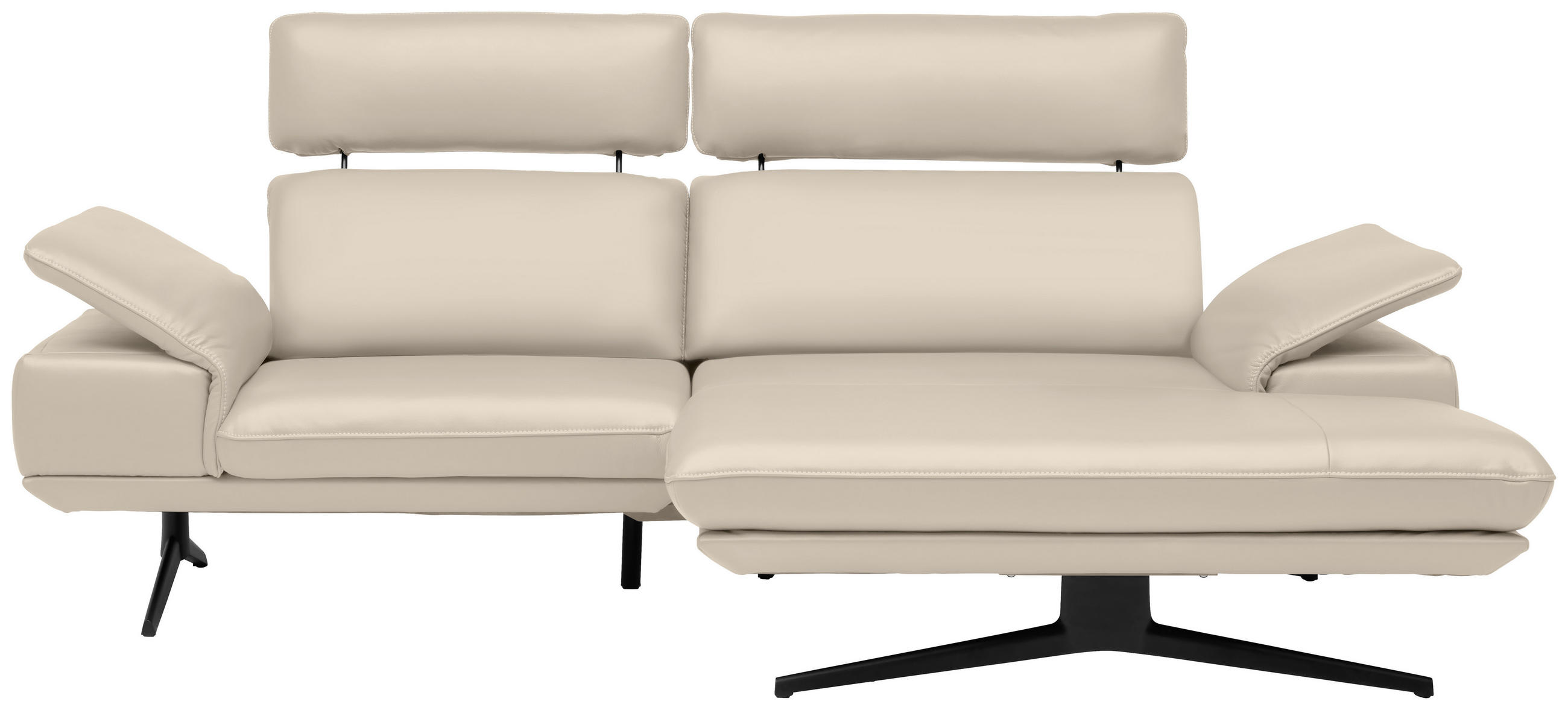 ECKSOFA in Echtleder Ecru  - Ecru/Beige, Design, Leder/Metall (239/150cm) - Koinor