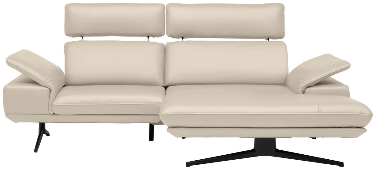 ECKSOFA in Echtleder Ecru  - Ecru/Beige, Design, Leder/Metall (239/150cm) - Koinor