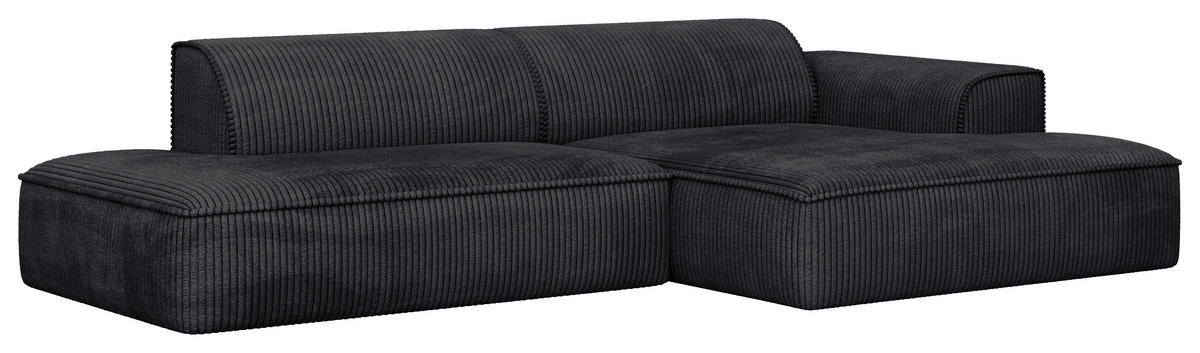 ECKSOFA BILLUND Anthrazit Cord Nierenkissen  - Anthrazit/Schwarz, KONVENTIONELL, Kunststoff/Textil (294/165cm) - Livetastic